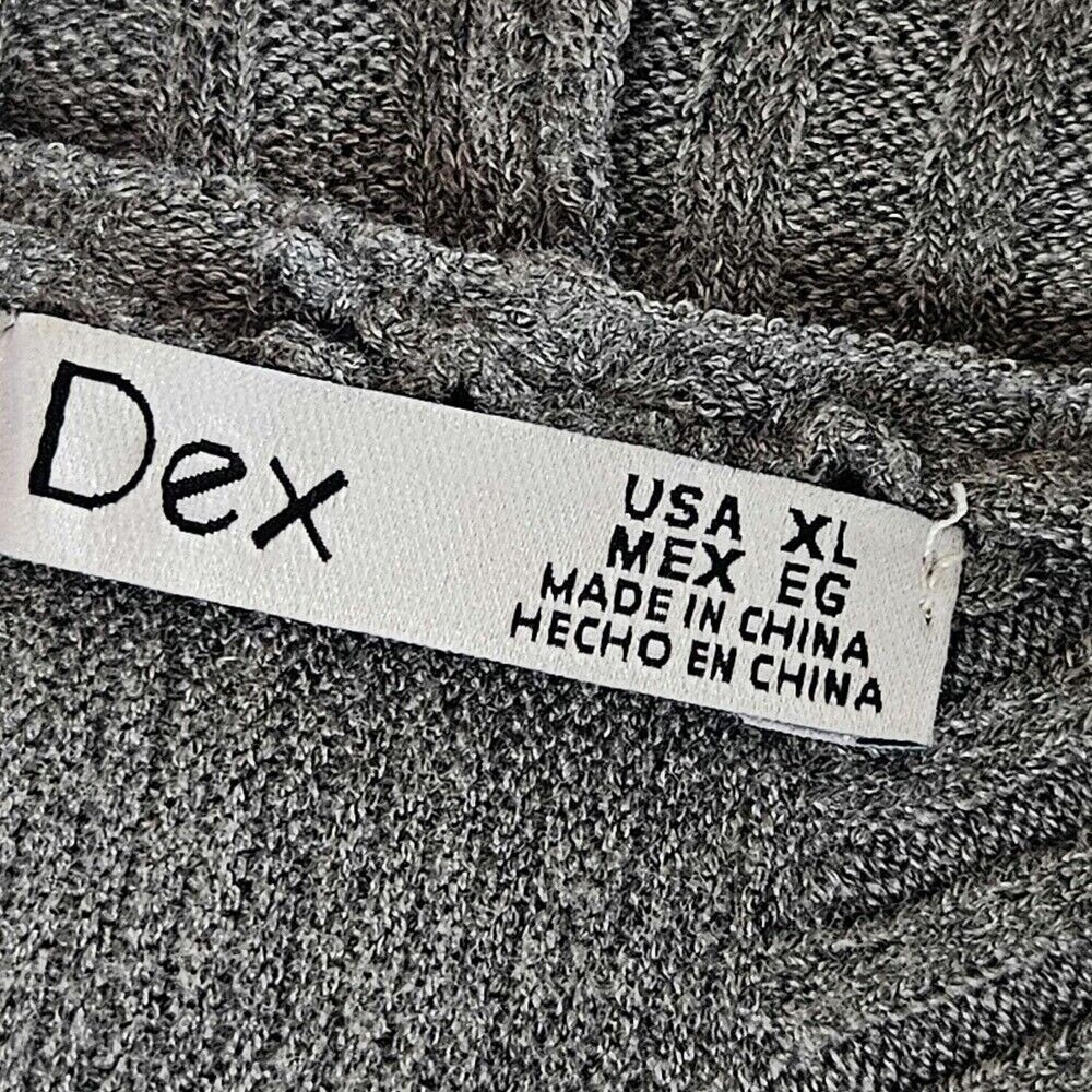 Dex Tunic Hooded Sweater Womens XL Gray Ribbed Batwing Sleeve Oversized Pullover - Picture 7 of 9